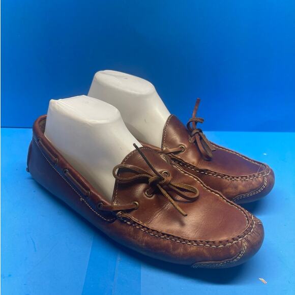 Cole Haan Leather Driving Shoes Loafers Men's 8 Brown Tie Front Sz 8.5 D - Picture 1 of 9
